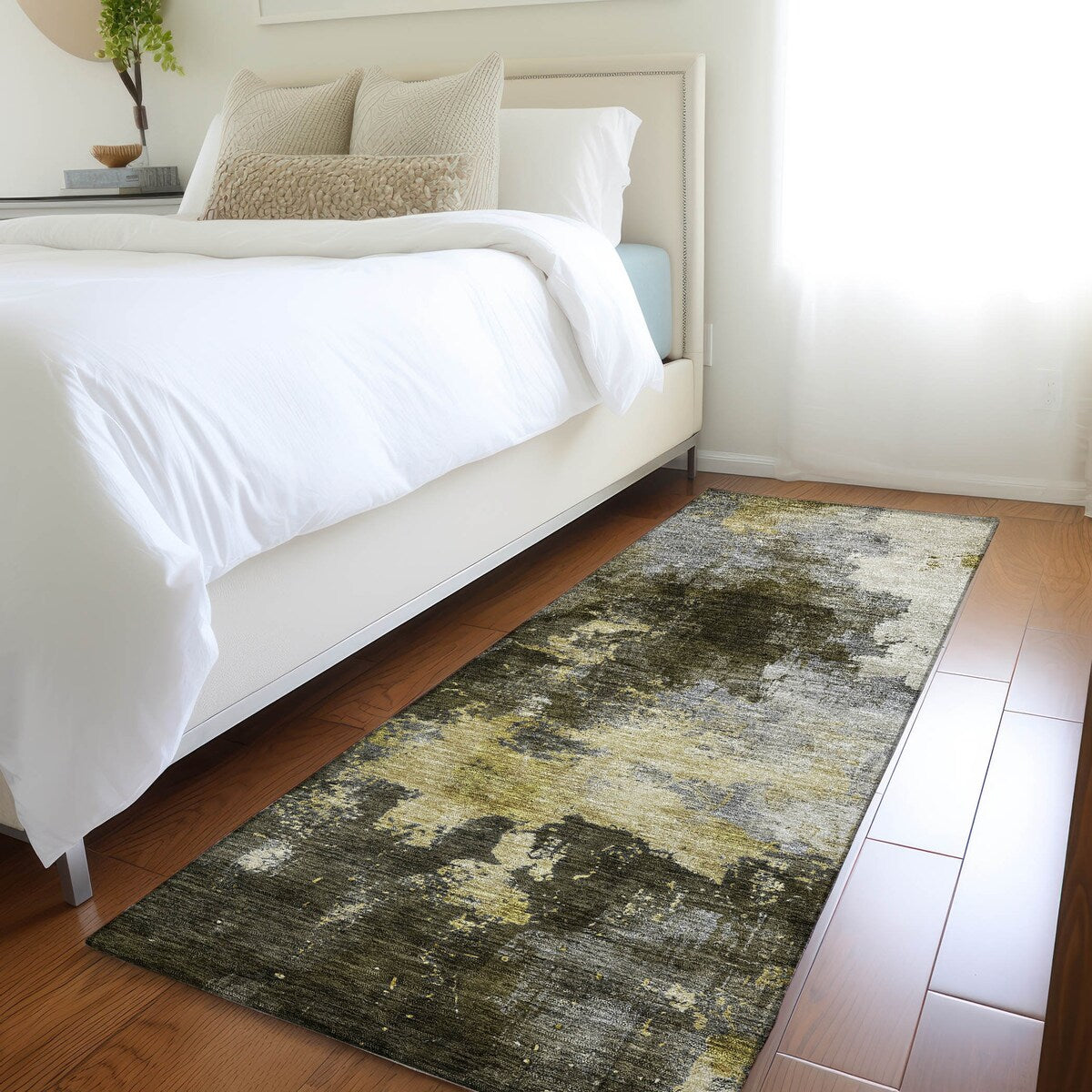 Machine Washable Indoor/ Outdoor Abstract Modern Chantille Rug