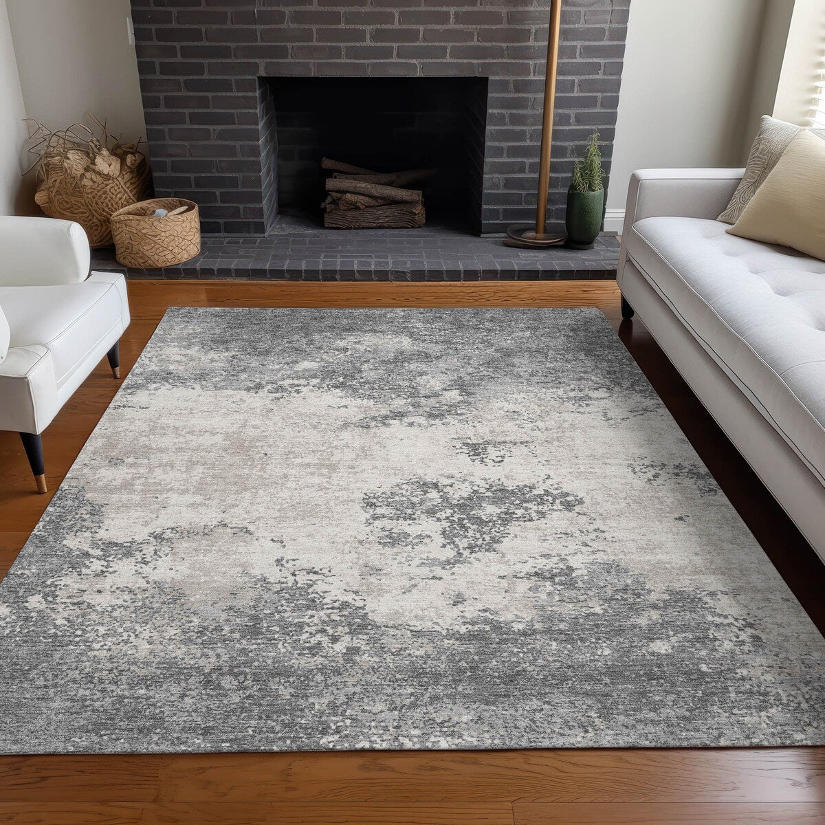 Machine Washable Indoor/ Outdoor Abstract Pixels Chantille Rug