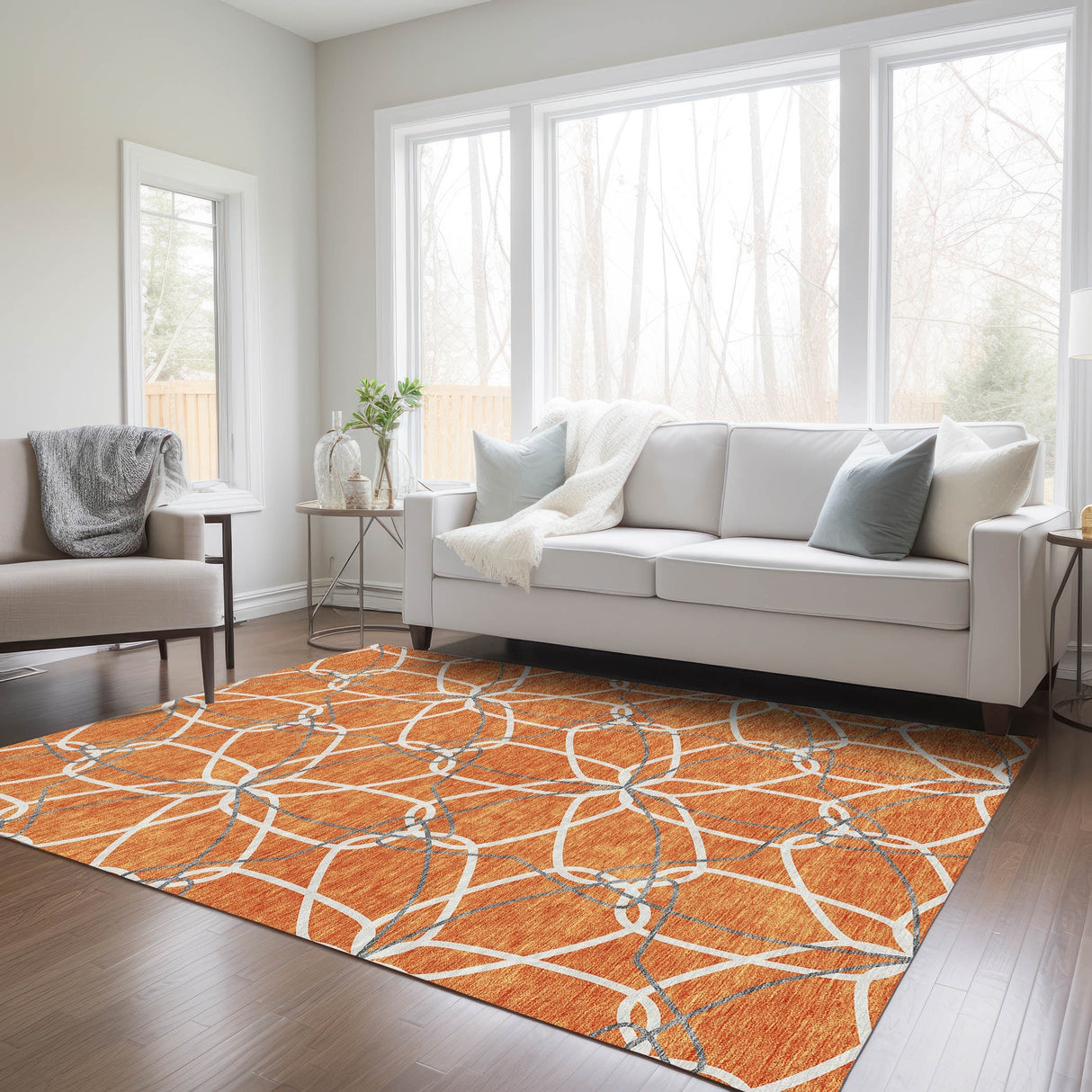 Machine Washable Indoor/ Outdoor Abstract Prism Chantille Rug