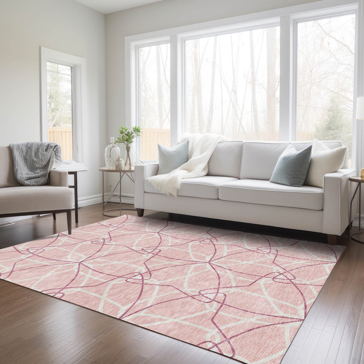 Machine Washable Indoor/ Outdoor Abstract Prism Chantille Rug