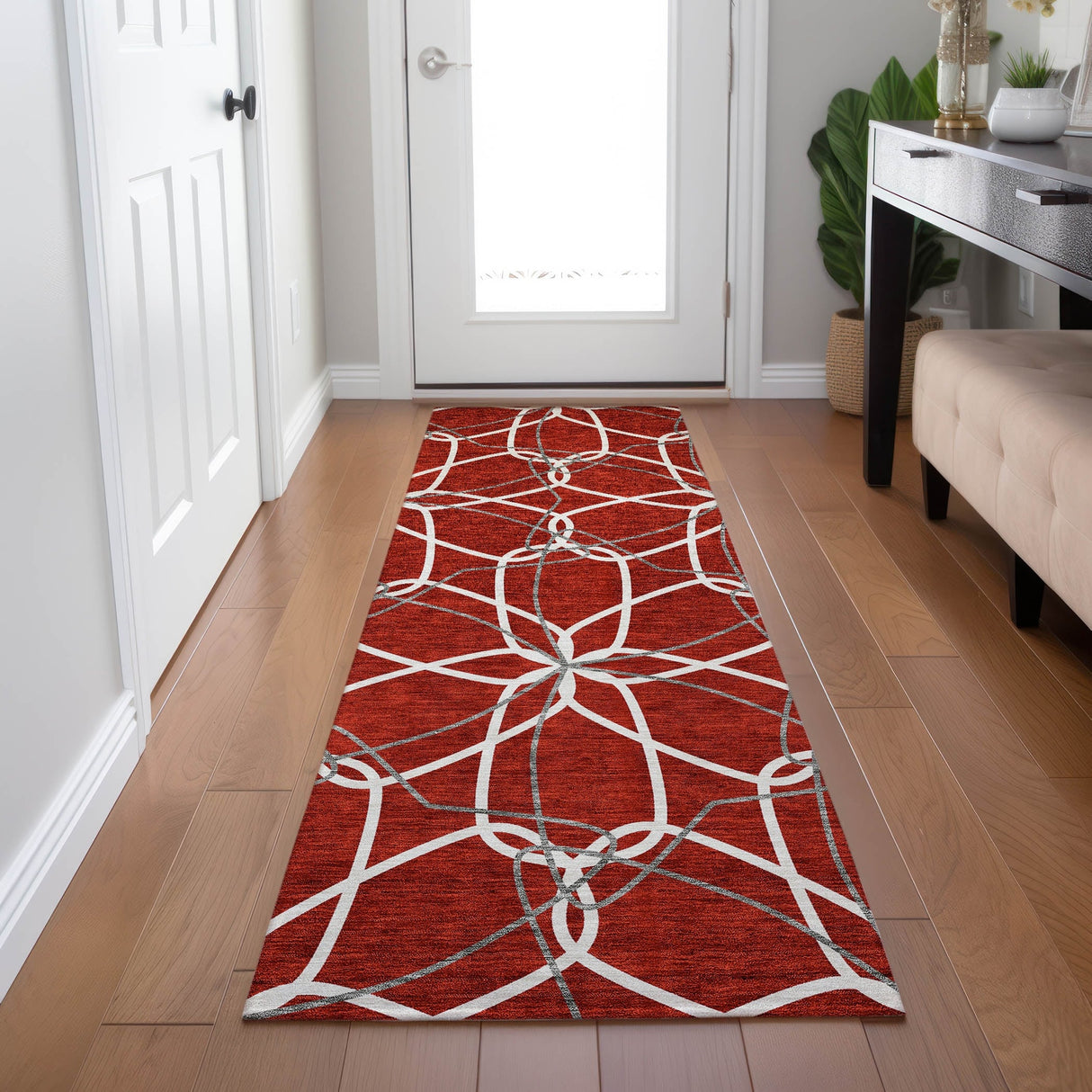 Machine Washable Indoor/ Outdoor Abstract Prism Chantille Rug