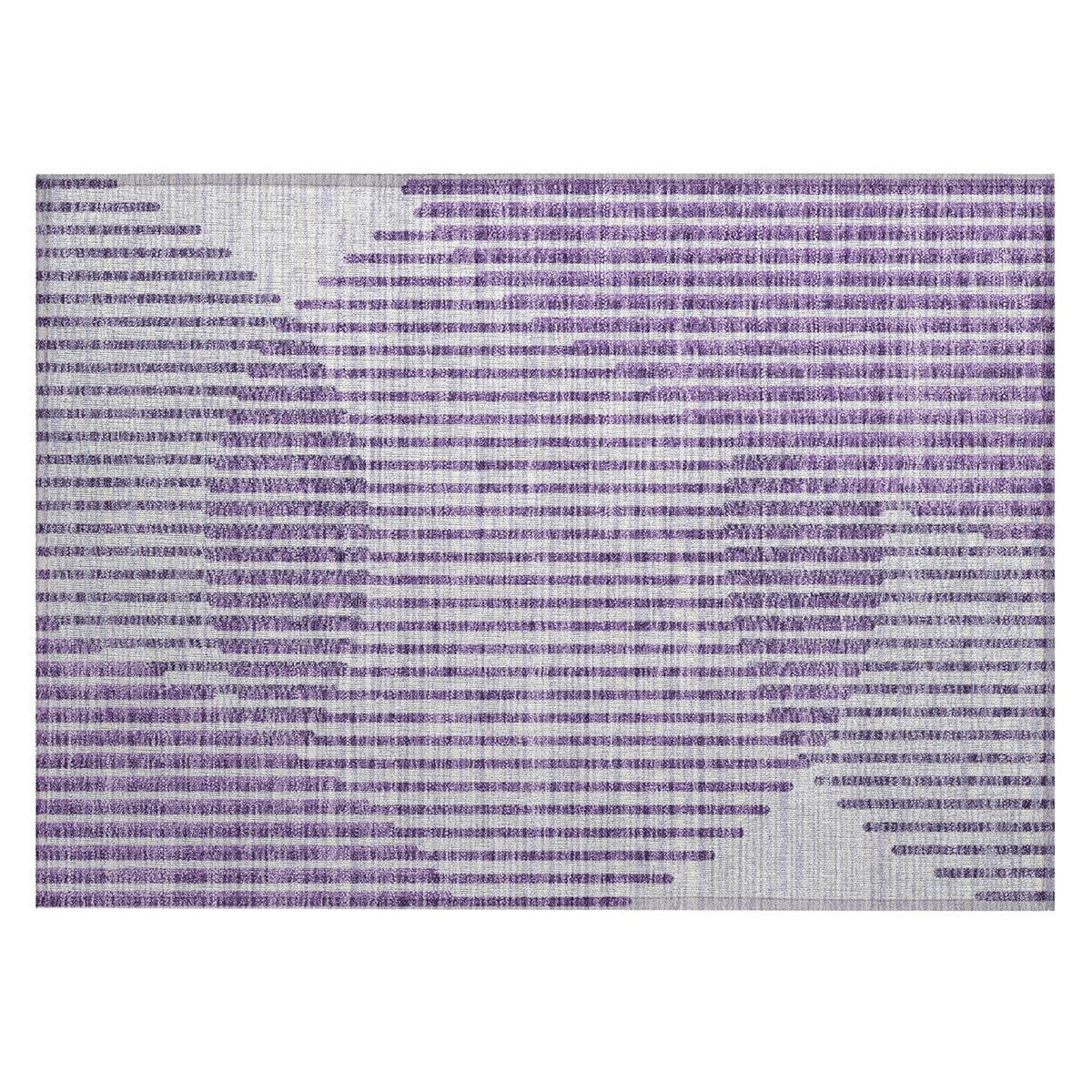 Machine Washable Indoor/ Outdoor Abstract Stripe Chantille Rug