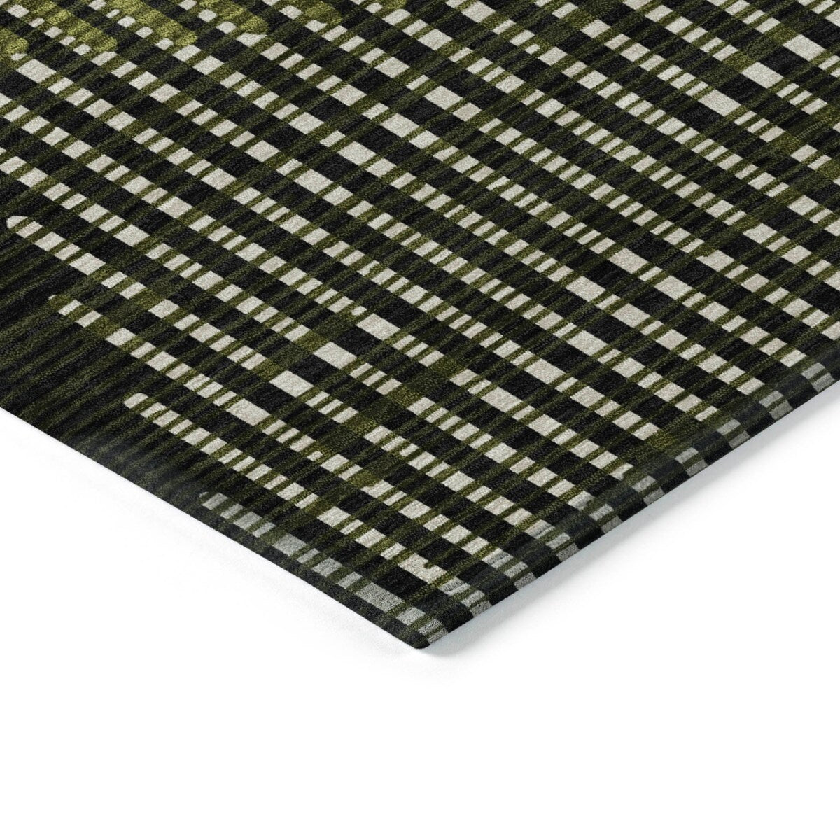 Machine Washable Indoor/ Outdoor Abstract Stripe Chantille Rug