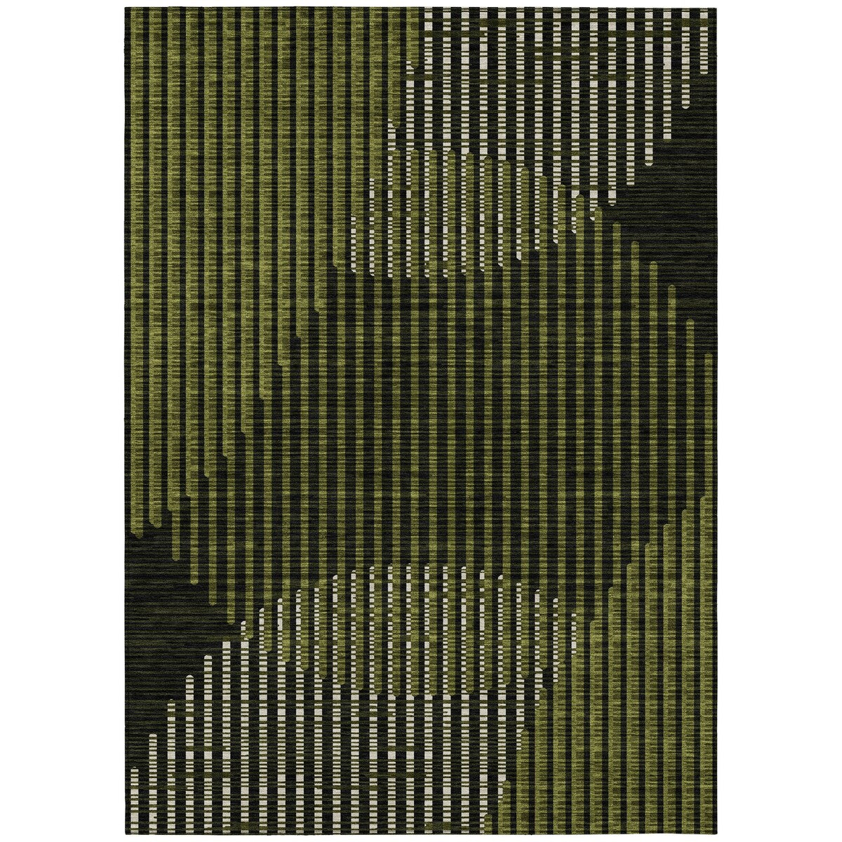 Machine Washable Indoor/ Outdoor Abstract Stripe Chantille Rug