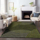 Machine Washable Indoor/ Outdoor Abstract Stripe Chantille Rug