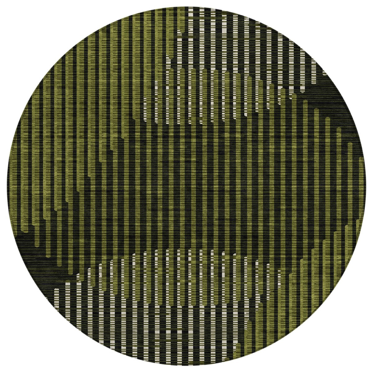 Machine Washable Indoor/ Outdoor Abstract Stripe Chantille Rug
