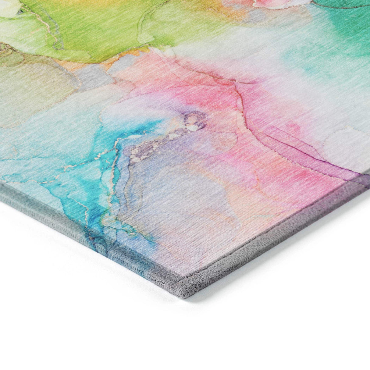Machine Washable Indoor/ Outdoor Abstract Watercolor Chantille Rug