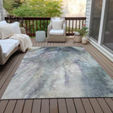 Machine Washable Indoor/ Outdoor Abstract Watercolor Chantille Rug