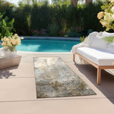 Machine Washable Indoor/ Outdoor Abstract Watercolor Chantille Rug