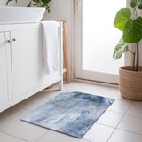 Machine Washable Indoor/ Outdoor Abstract Watercolor Chantille Rug