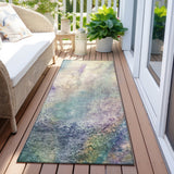 Machine Washable Indoor/ Outdoor Abstract Watercolor Chantille Rug