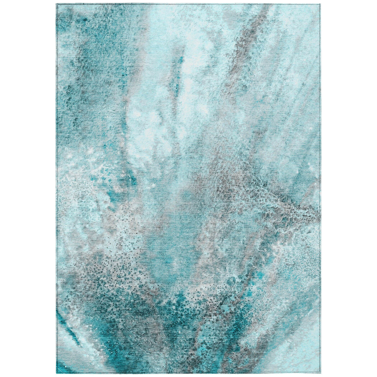 Machine Washable Indoor/ Outdoor Abstract Watercolor Chantille Rug