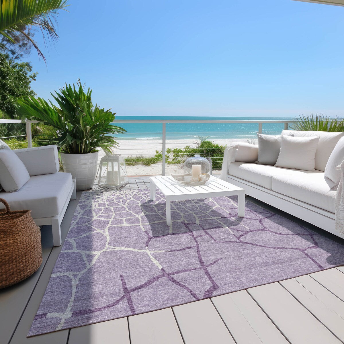Machine Washable Indoor/ Outdoor Abstract Webby Chantille Rug