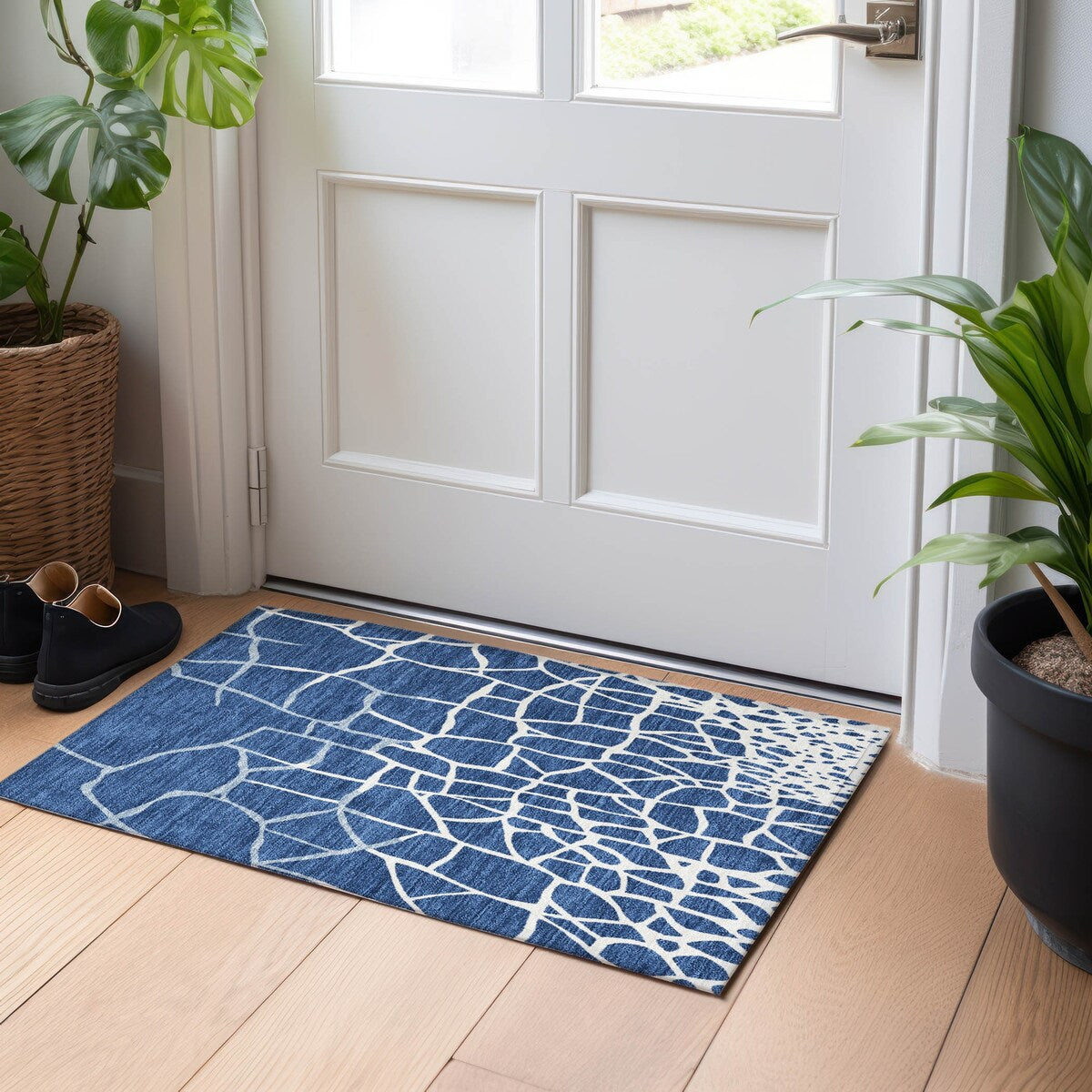 Machine Washable Indoor/ Outdoor Abstract Webby Chantille Rug