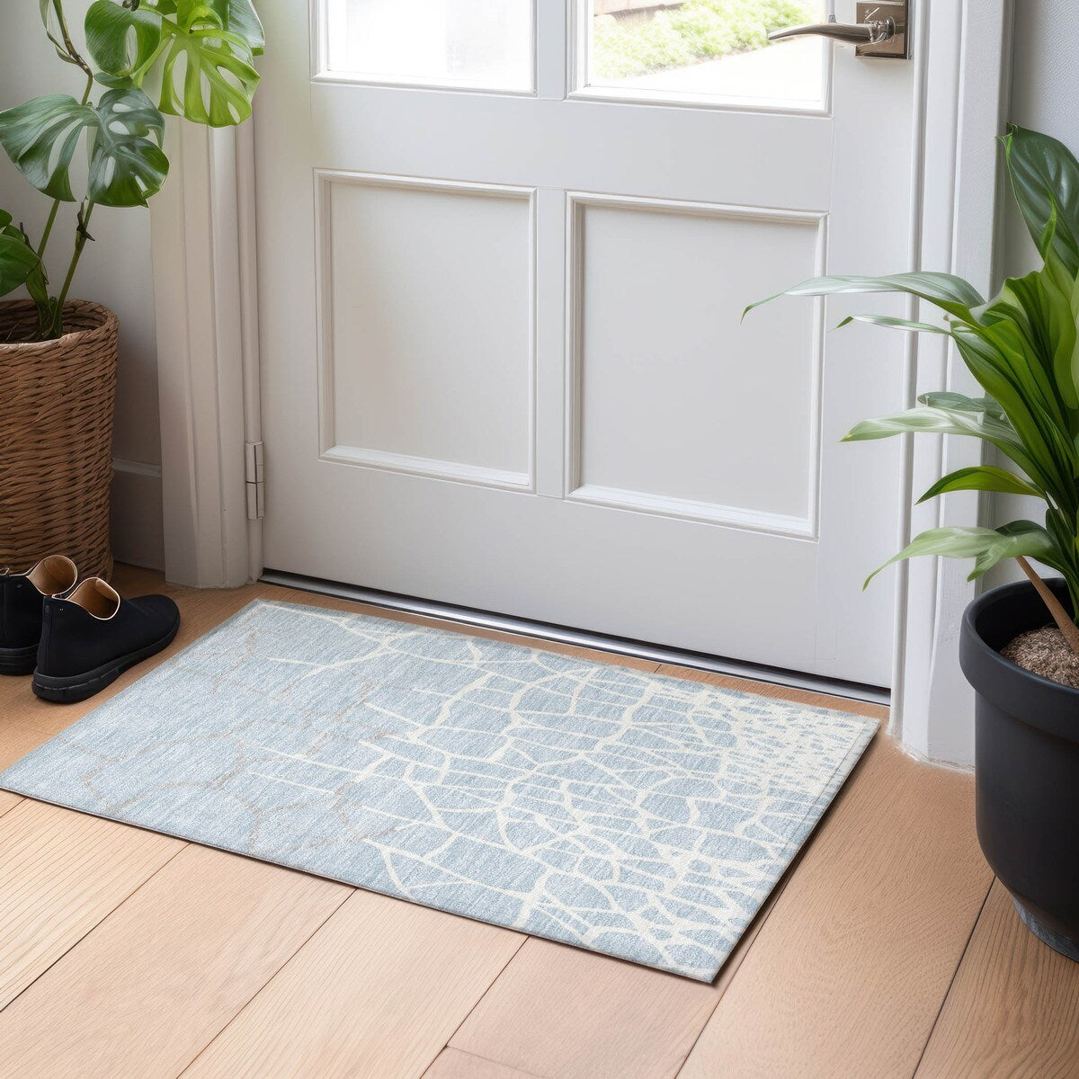 Machine Washable Indoor/ Outdoor Abstract Webby Chantille Rug