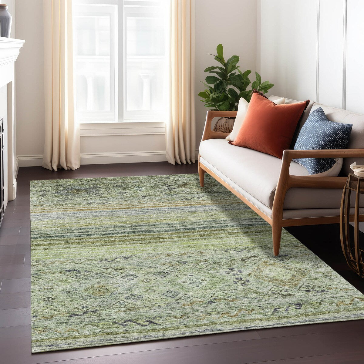 Machine Washable Indoor/ Outdoor Boho Moroccan Chantille Rug