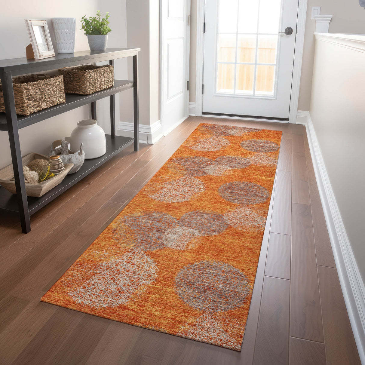 Machine Washable Indoor/ Outdoor Boho Sphere Chantille Rug