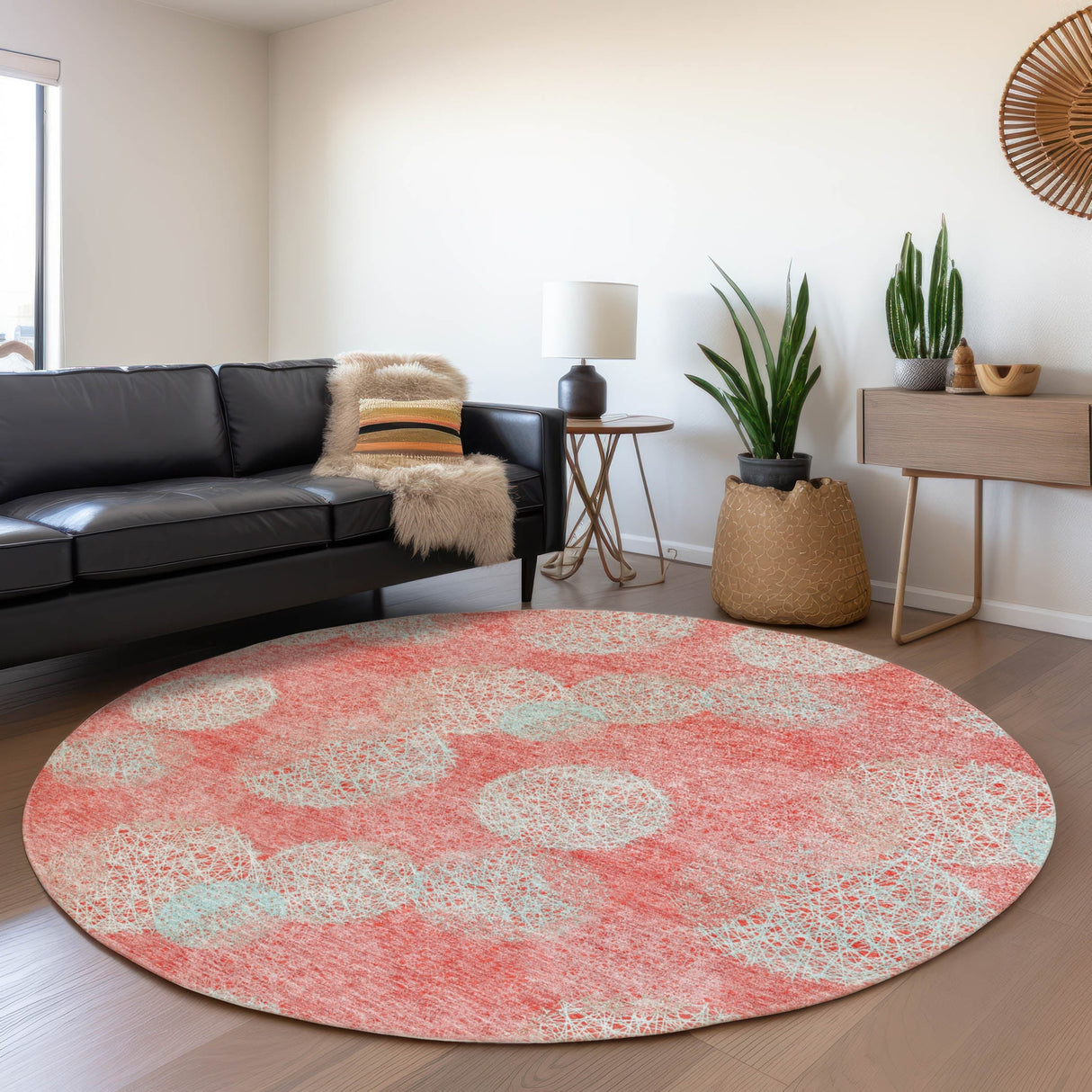 Machine Washable Indoor/ Outdoor Boho Sphere Chantille Rug