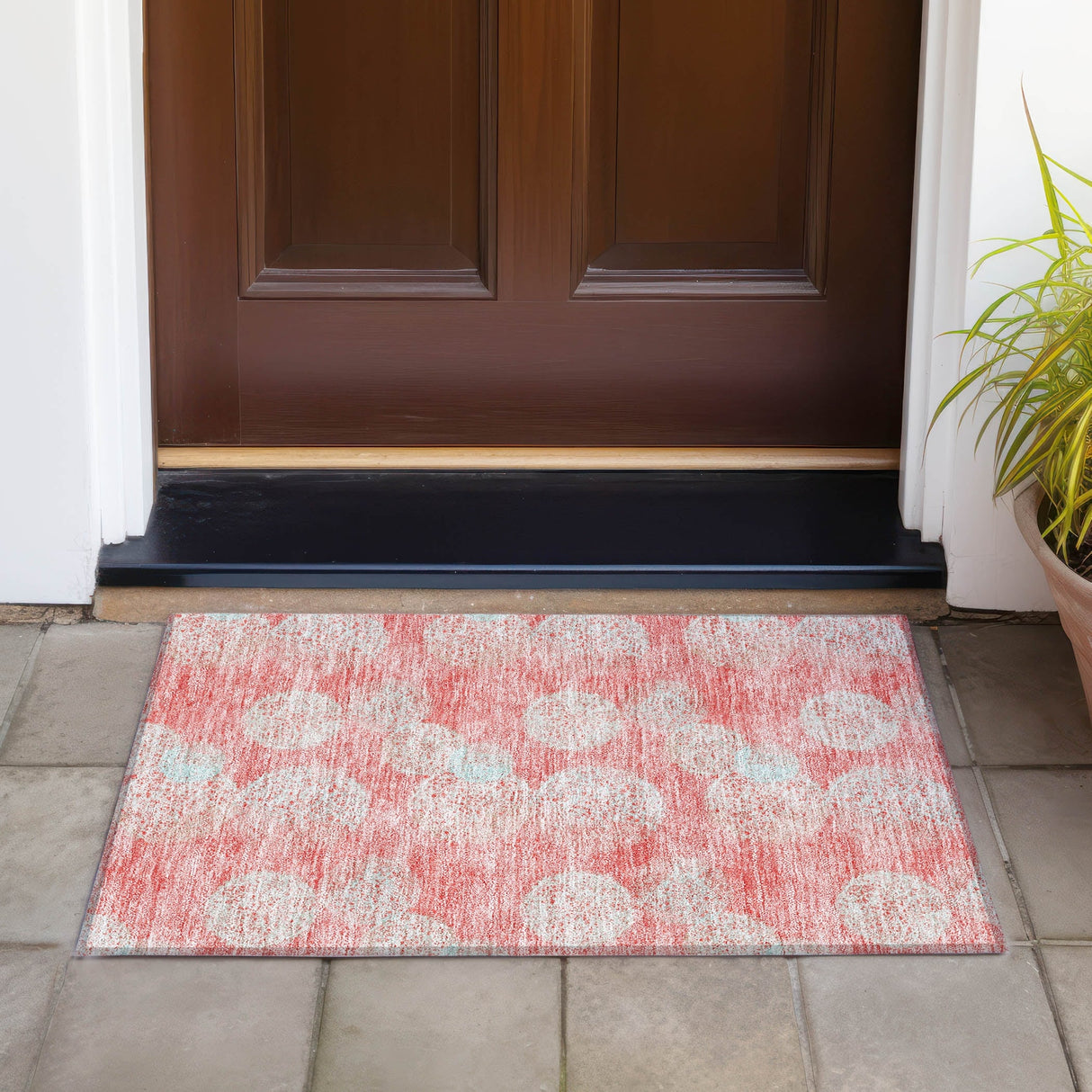 Machine Washable Indoor/ Outdoor Boho Sphere Chantille Rug