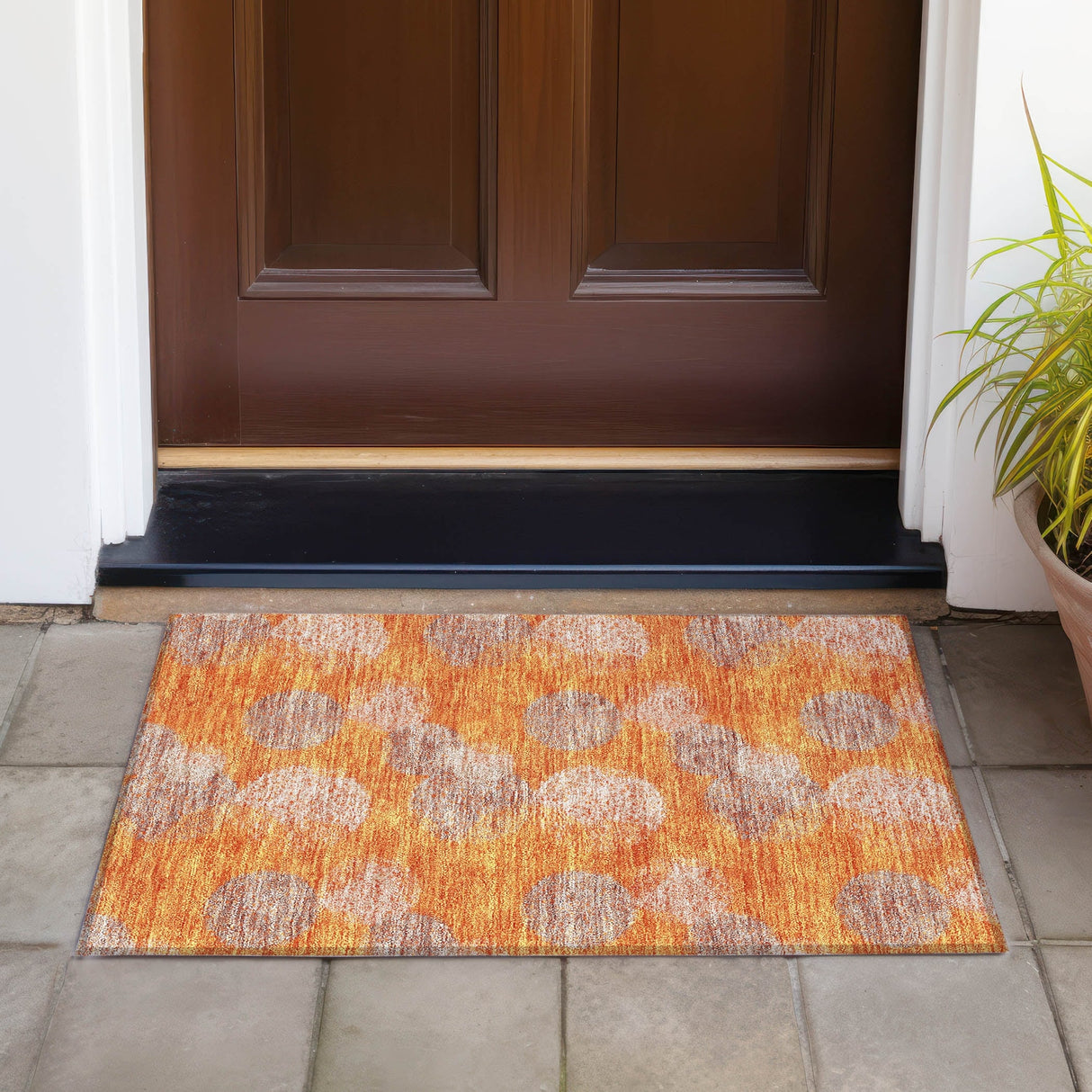 Machine Washable Indoor/ Outdoor Boho Sphere Chantille Rug