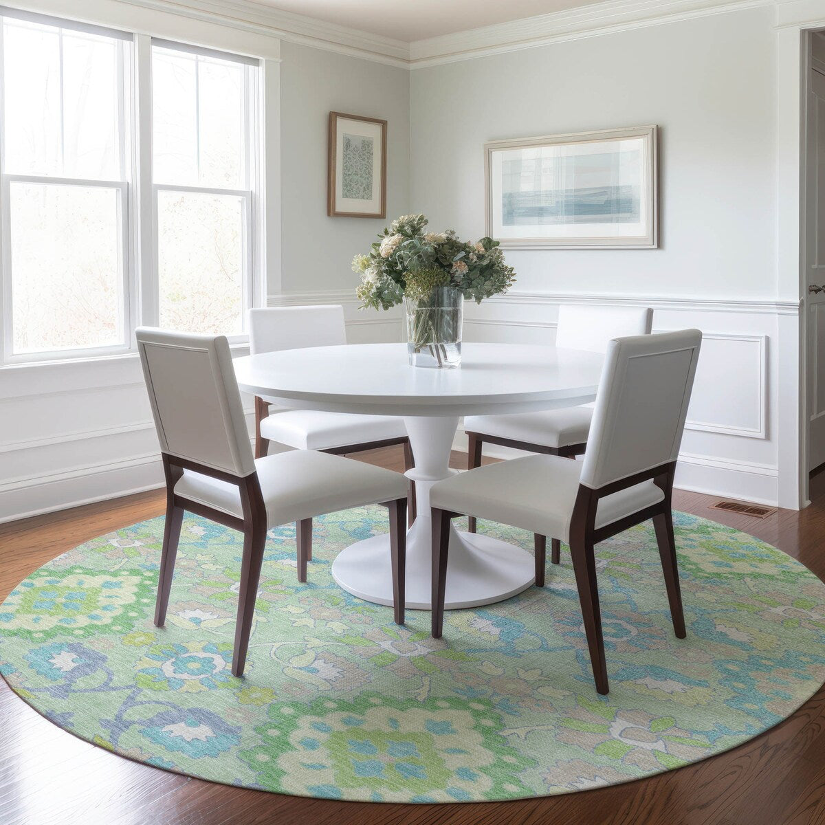 Machine Washable Indoor/ Outdoor Boho Traditional Chantille Rug