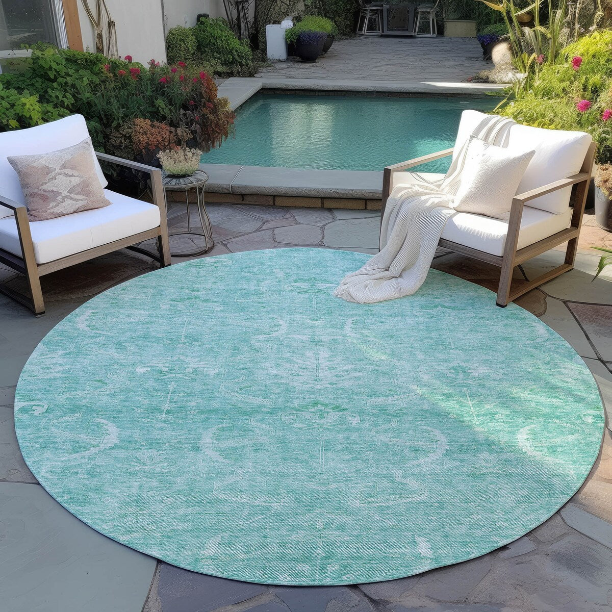 Machine Washable Indoor/ Outdoor Boho Traditional Chantille Rug