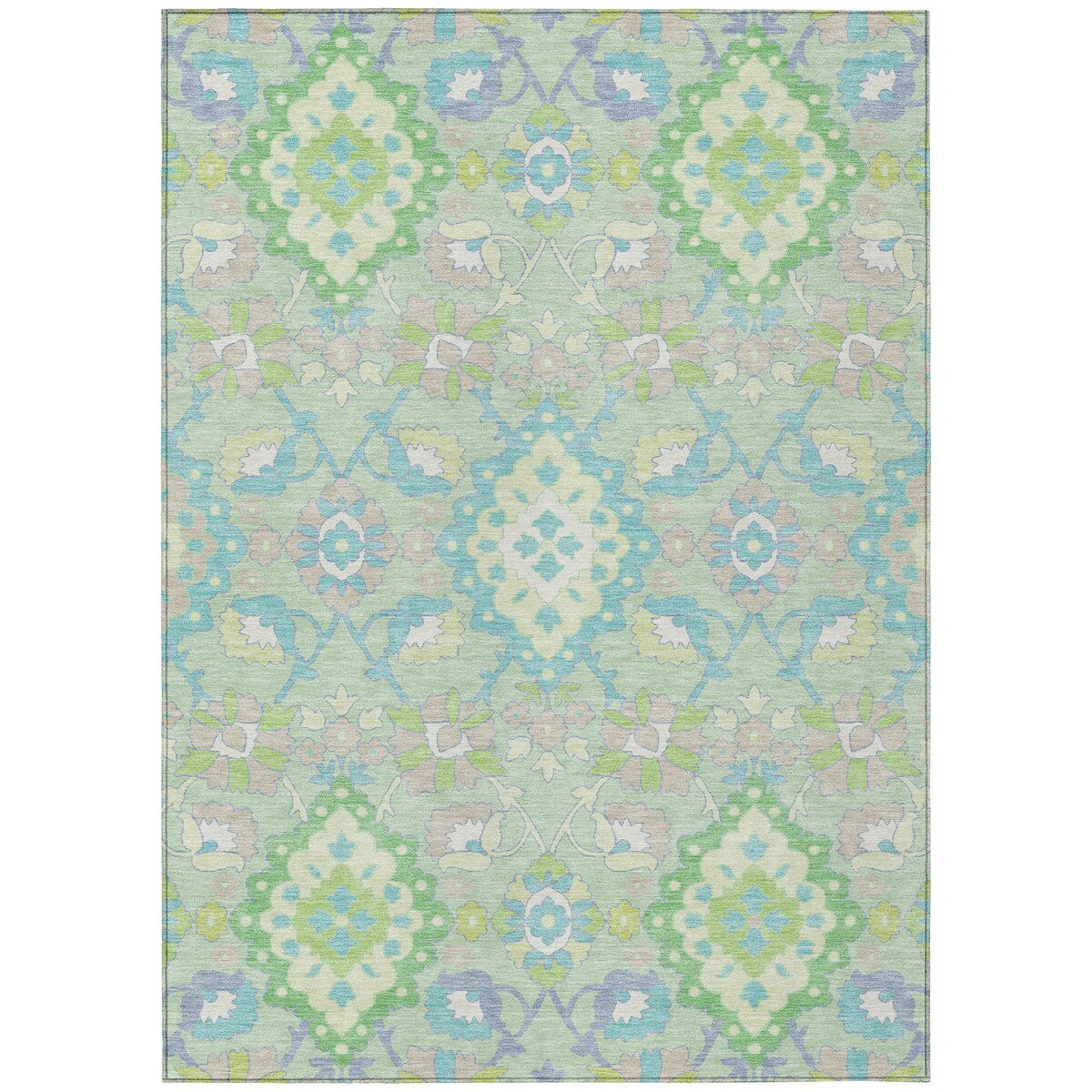 Machine Washable Indoor/ Outdoor Boho Traditional Chantille Rug