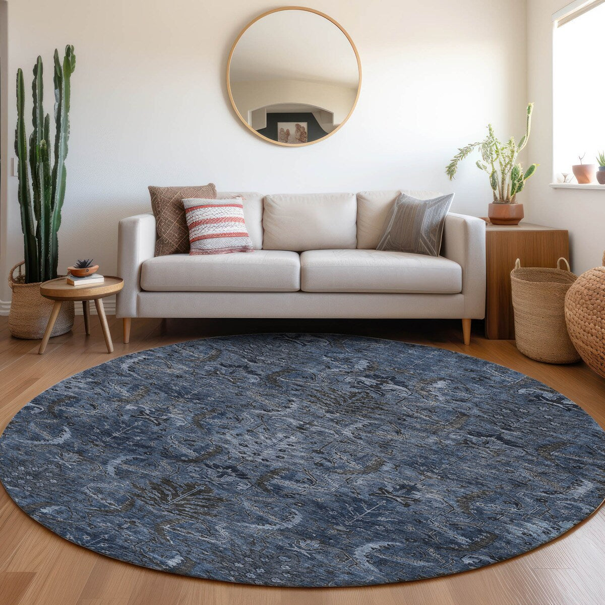 Machine Washable Indoor/ Outdoor Boho Traditional Chantille Rug