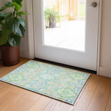 Machine Washable Indoor/ Outdoor Boho Traditional Chantille Rug