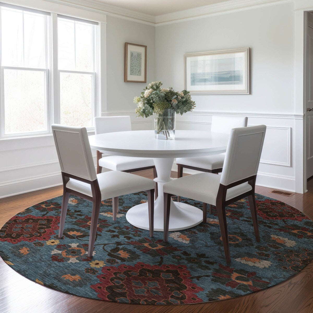 Machine Washable Indoor/ Outdoor Boho Traditional Chantille Rug