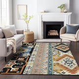 Machine Washable Indoor/ Outdoor Boho Tribal Chantille Rug
