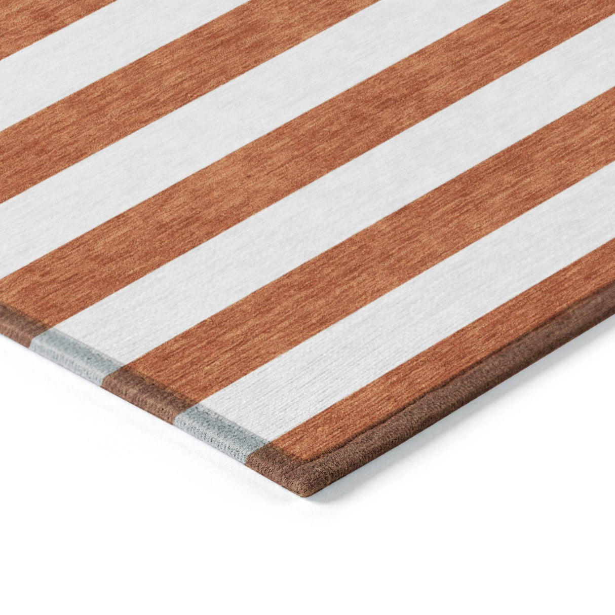 Machine Washable Indoor/ Outdoor Cabana Striped Chantille Rug