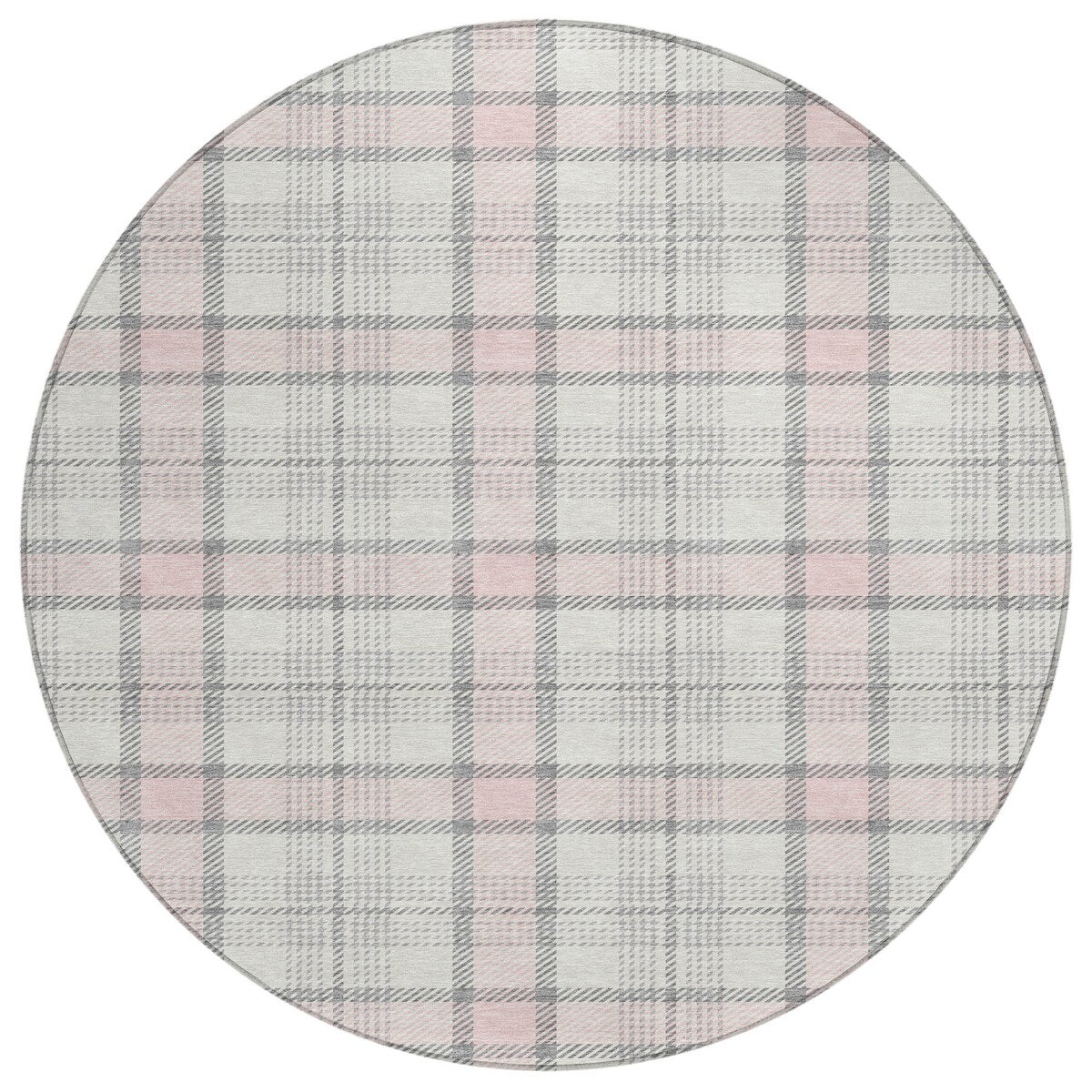 Machine Washable Indoor/ Outdoor Casual Plaid Chantille Rug