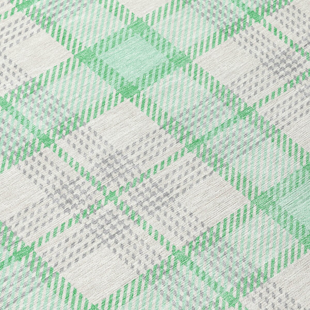 Machine Washable Indoor/ Outdoor Casual Plaid Chantille Rug