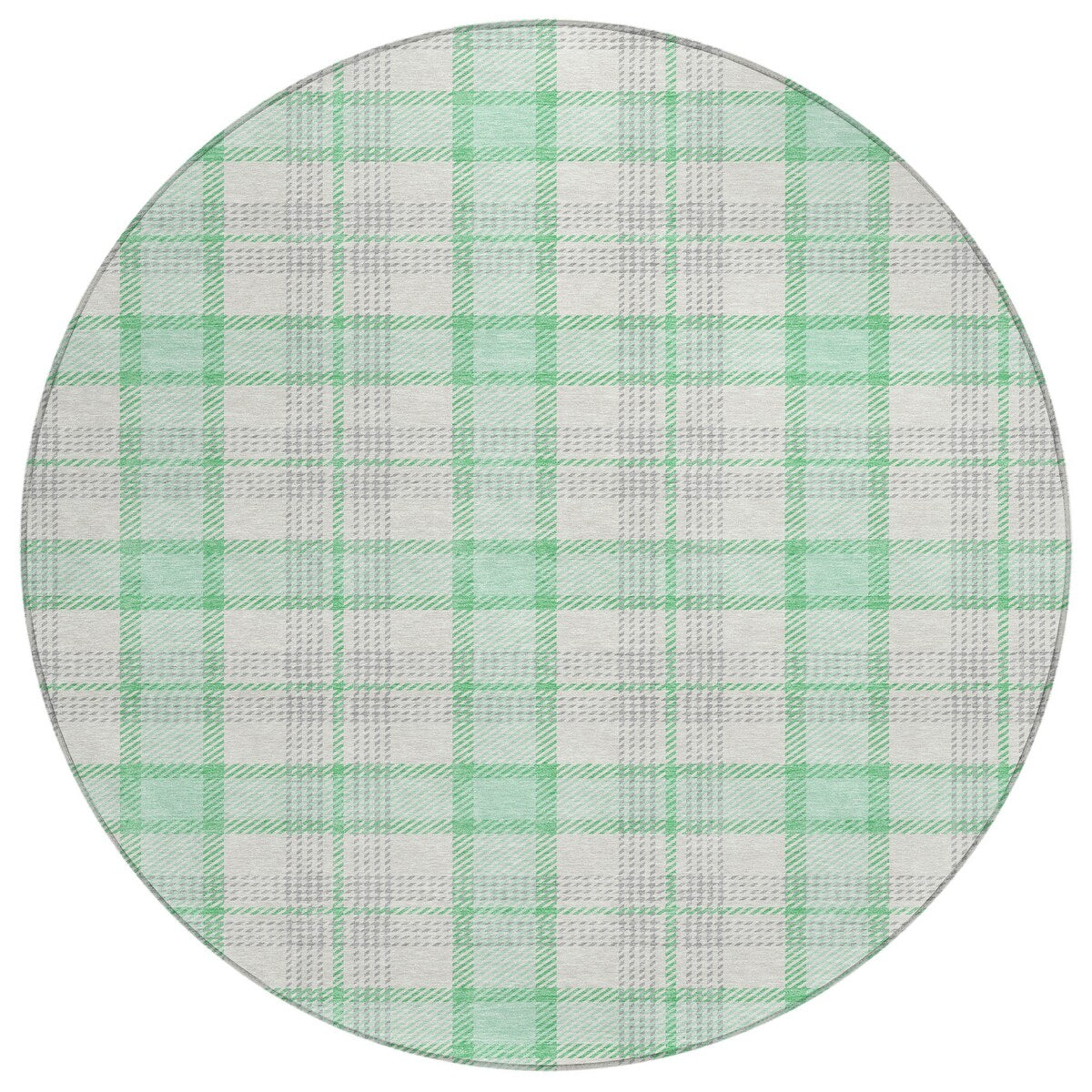 Machine Washable Indoor/ Outdoor Casual Plaid Chantille Rug