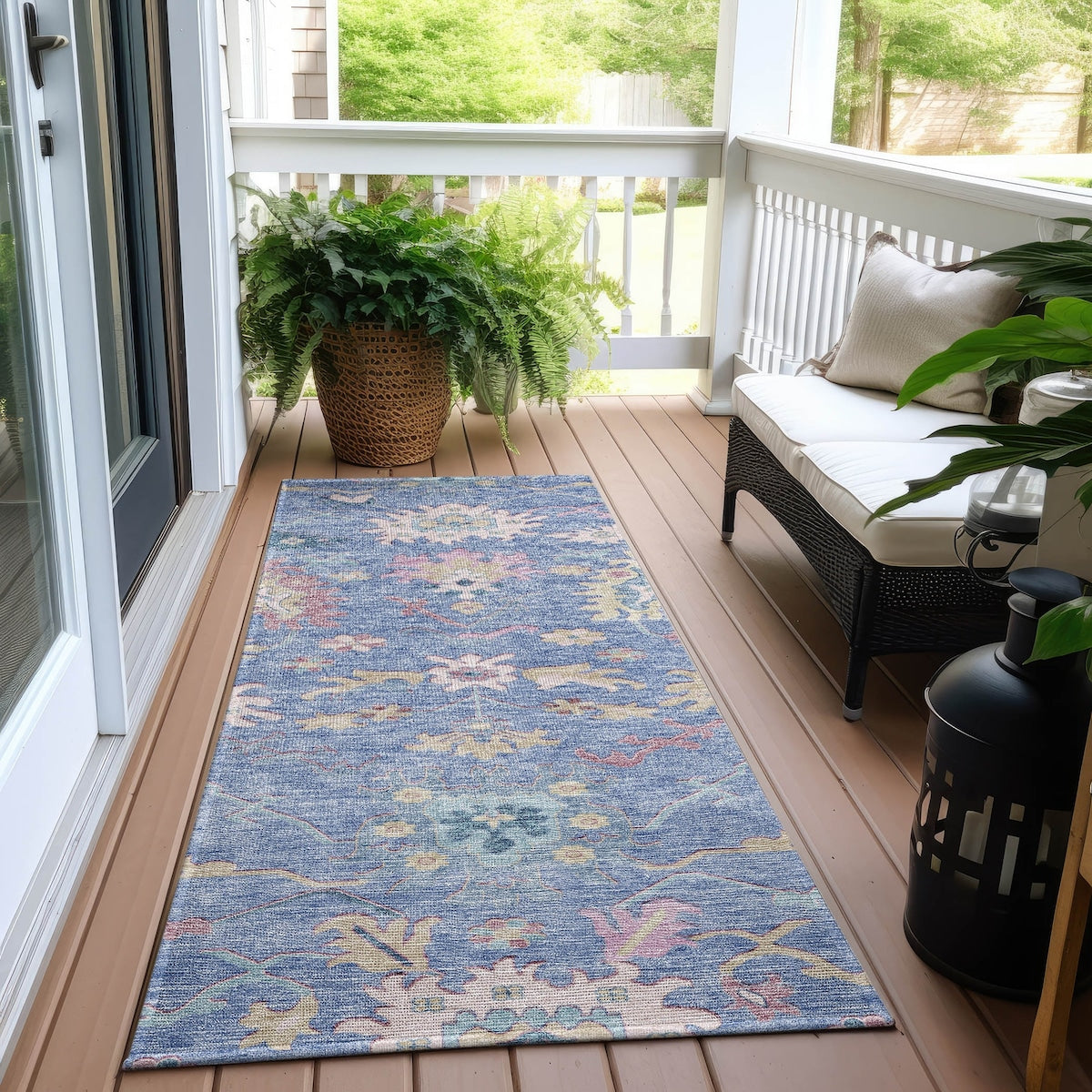 Machine Washable Indoor/ Outdoor Causal Traditional Chantille Rug