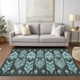 Machine Washable Indoor/ Outdoor Chantille Abstract Boho Rug
