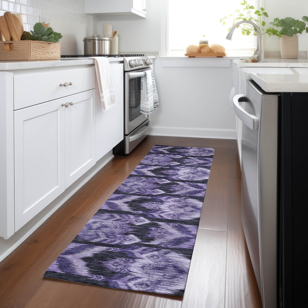 Machine Washable Indoor/ Outdoor Chantille Abstract Boho Rug