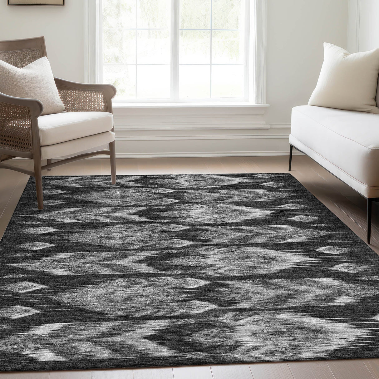 Machine Washable Indoor/ Outdoor Chantille Abstract Boho Rug
