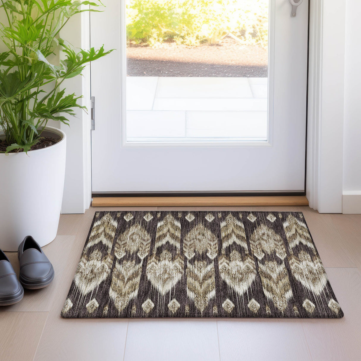 Machine Washable Indoor/ Outdoor Chantille Abstract Boho Rug