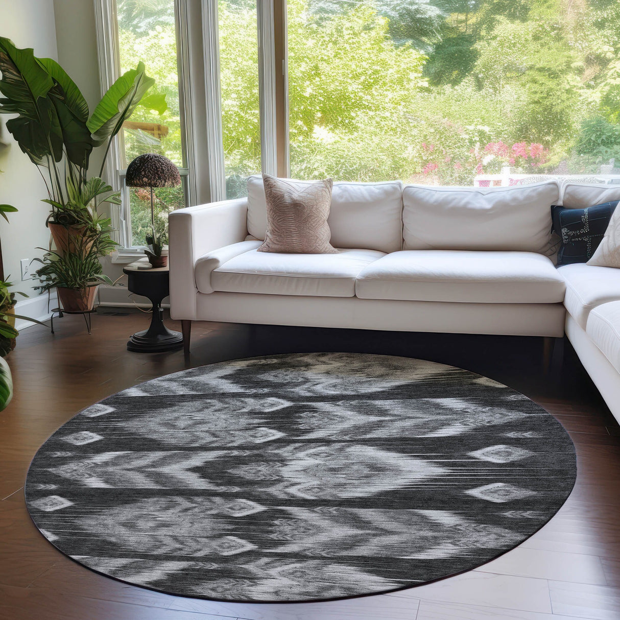 Machine Washable Indoor/ Outdoor Chantille Abstract Boho Rug