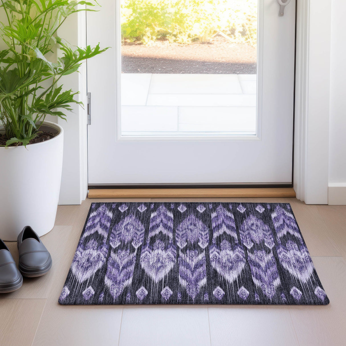 Machine Washable Indoor/ Outdoor Chantille Abstract Boho Rug