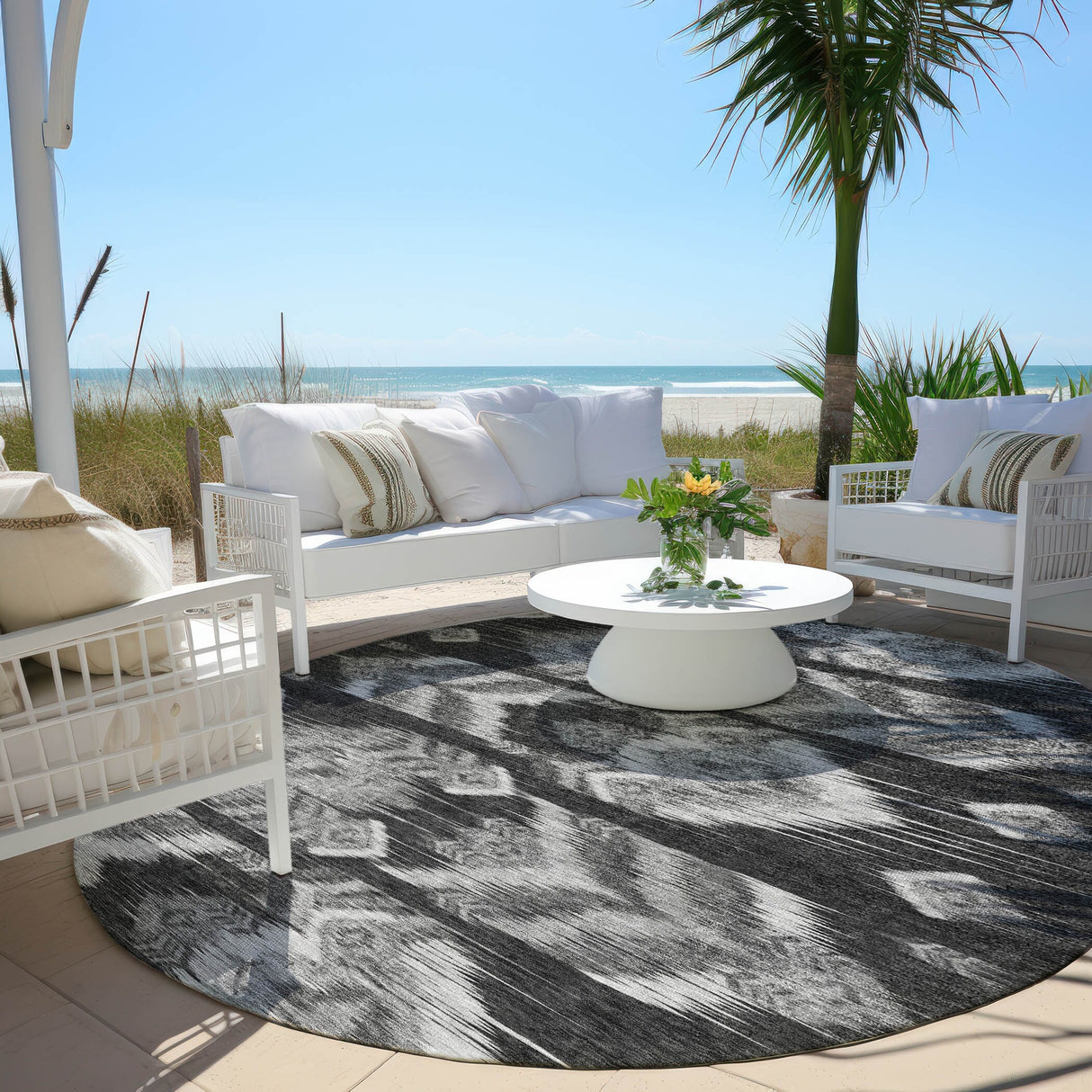 Machine Washable Indoor/ Outdoor Chantille Abstract Boho Rug
