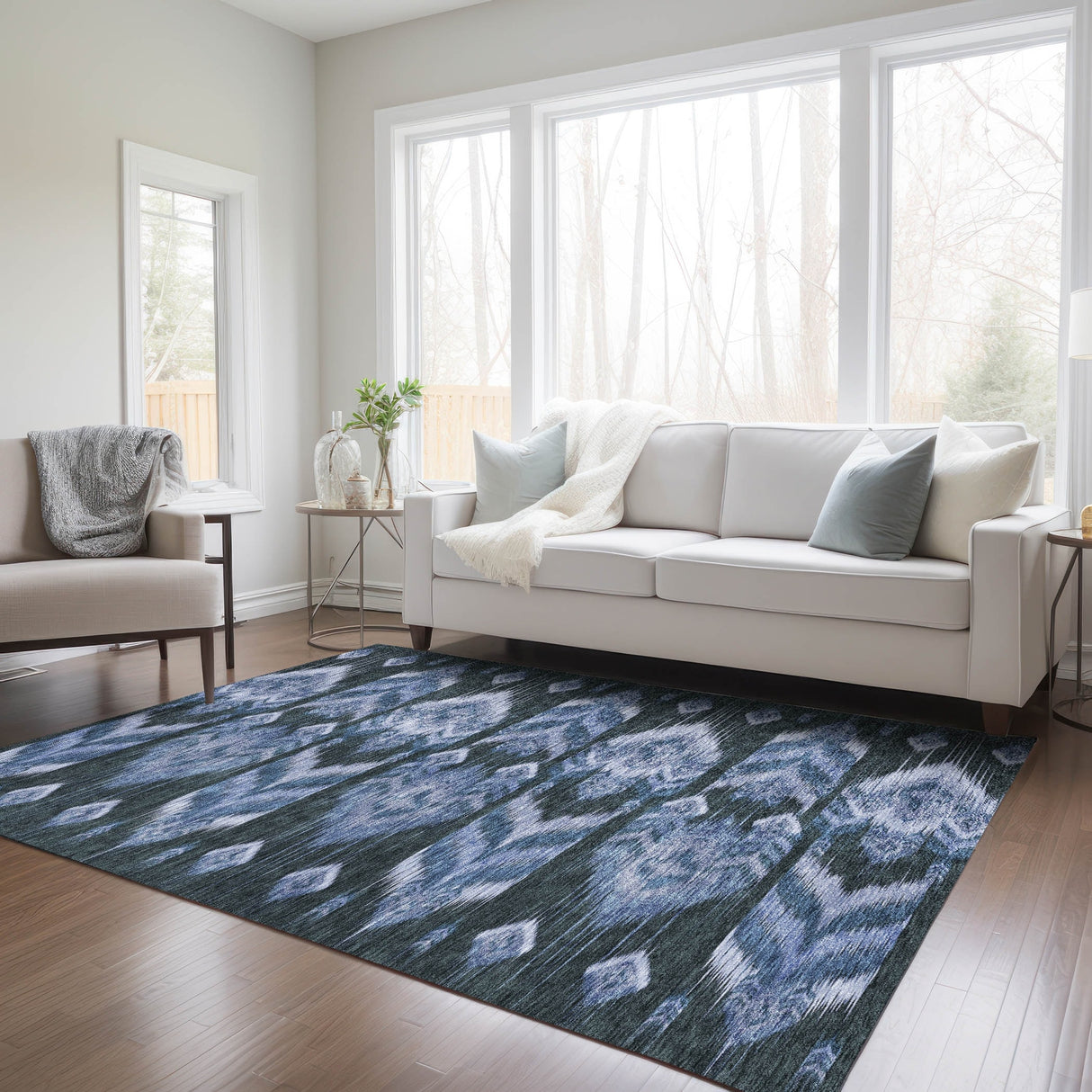 Machine Washable Indoor/ Outdoor Chantille Abstract Boho Rug