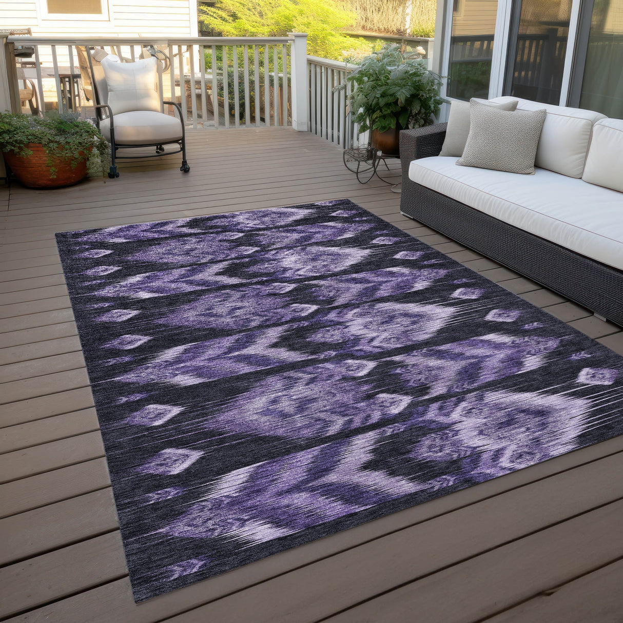 Machine Washable Indoor/ Outdoor Chantille Abstract Boho Rug