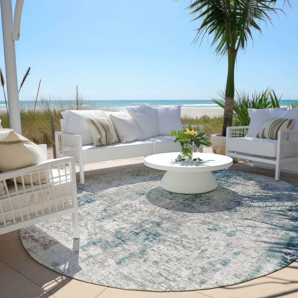 Machine Washable Indoor/ Outdoor Chantille Abstract Modern Rug