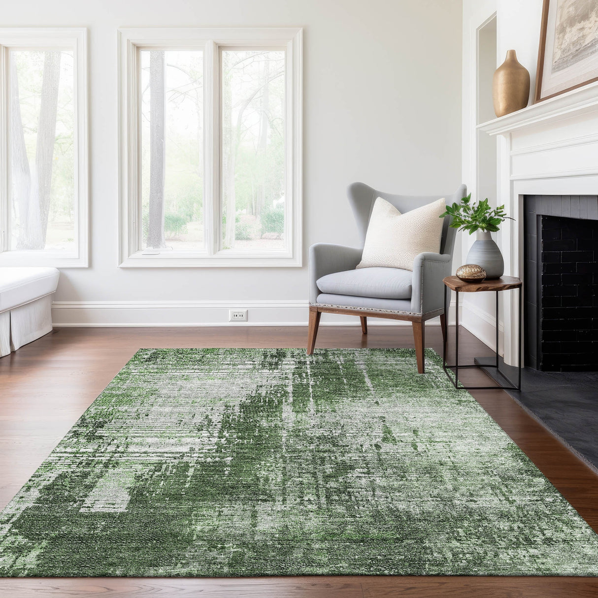 Machine Washable Indoor/ Outdoor Chantille Abstract Ombre Rug