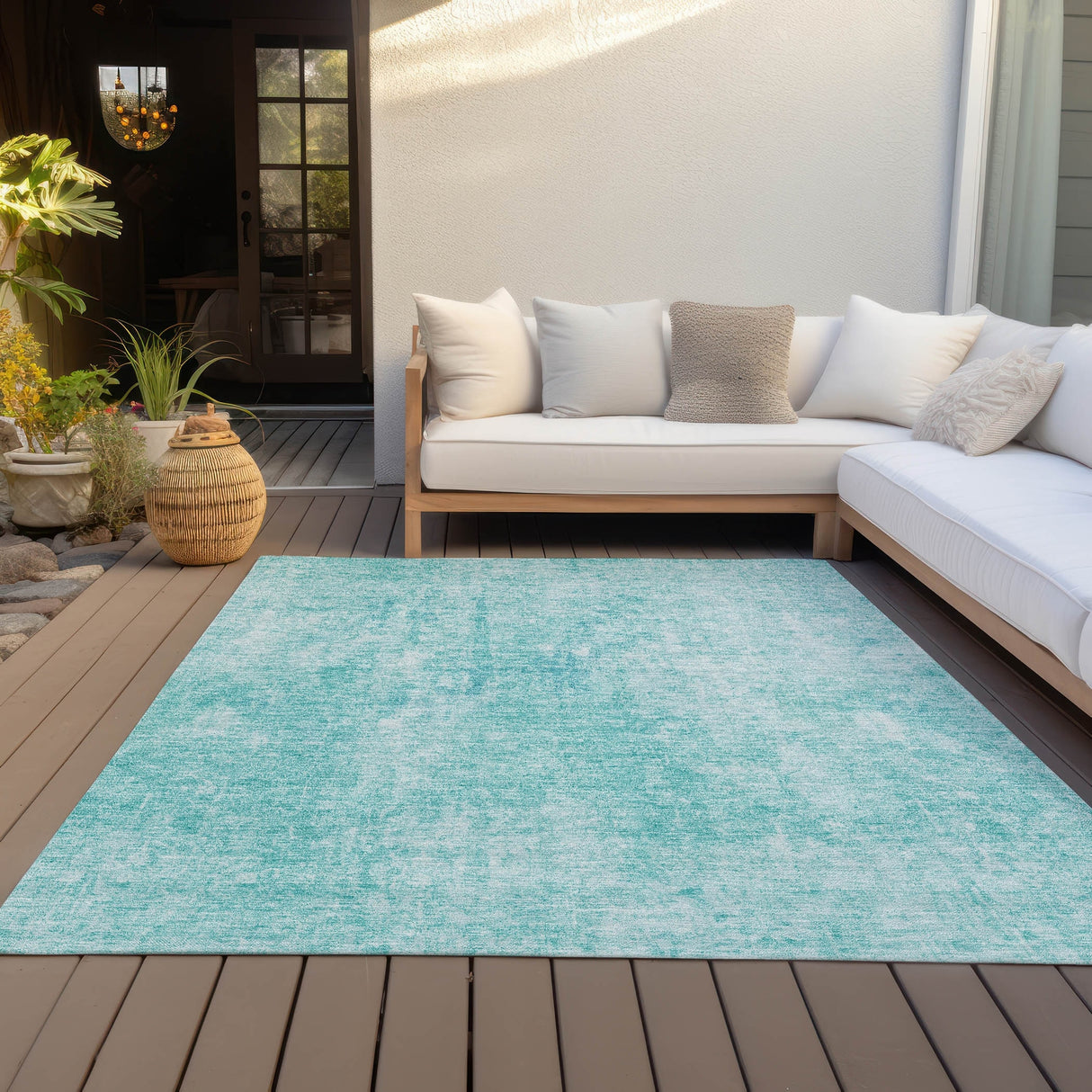 Machine Washable Indoor/ Outdoor Chantille Abstract Solid Rug