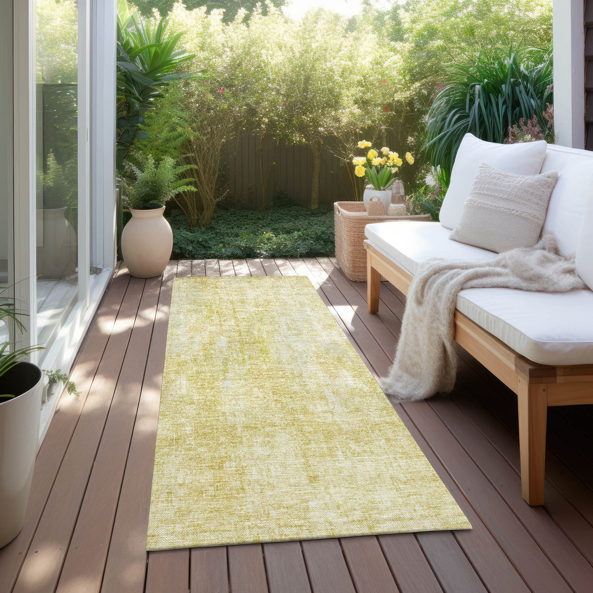 Machine Washable Indoor/ Outdoor Chantille Abstract Solid Rug
