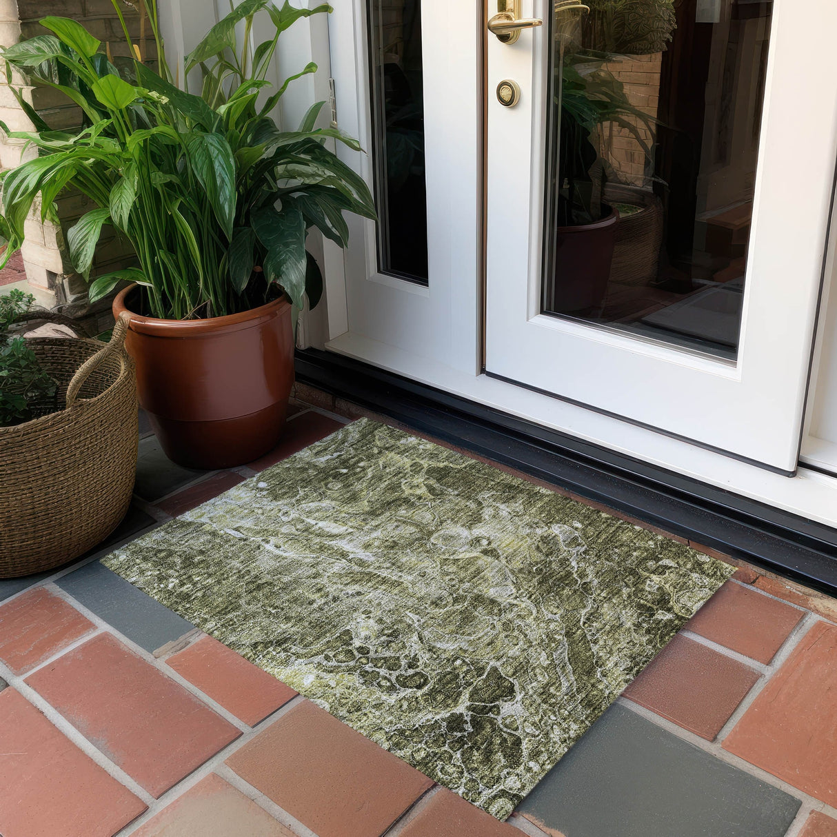 Machine Washable Indoor/ Outdoor Chantille Abstract Watercolor Rug